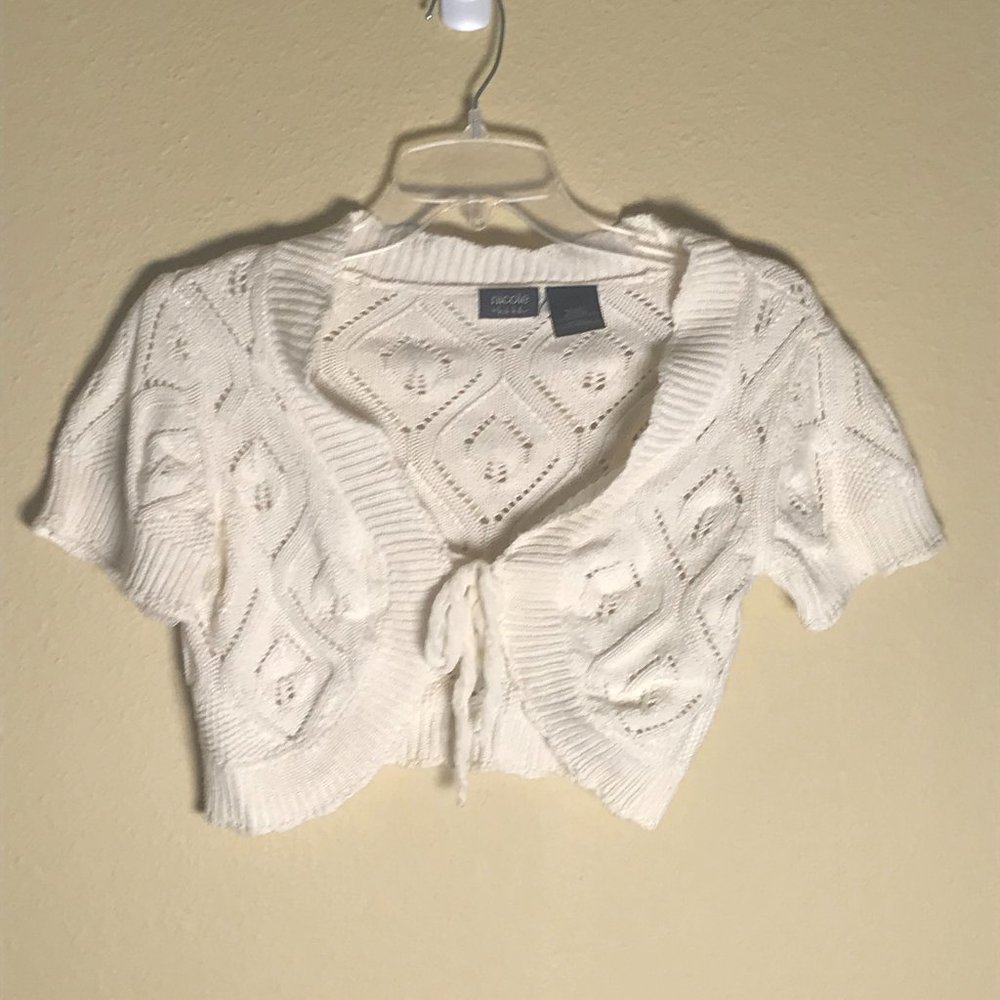 Nicole Miller Cropped Sweater Ivory Size S